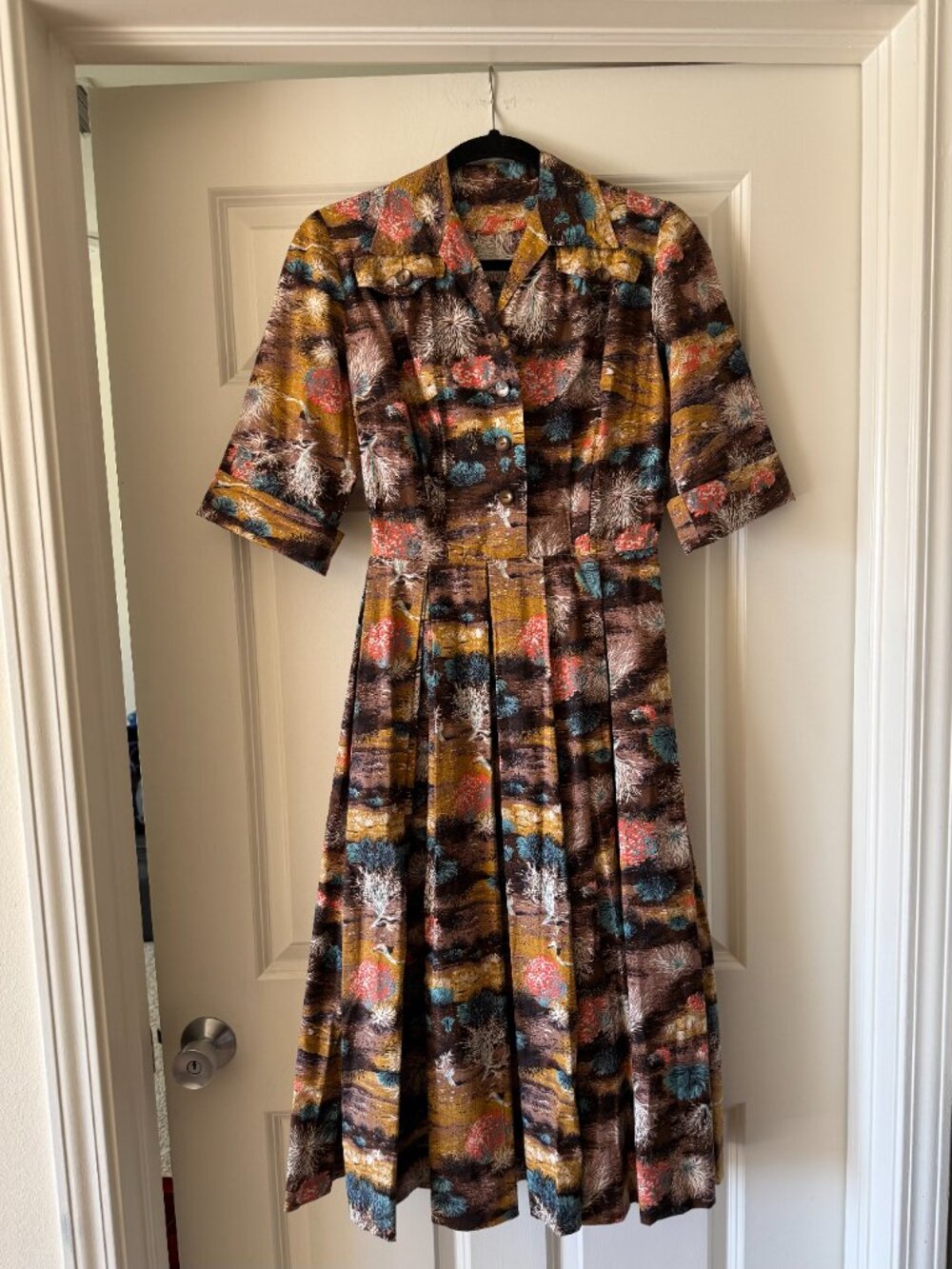 1950s Desert Novelty Print Cotton Shirtwaist Dress & Matching Belt - Picture 3 of 8